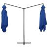 Double Parasol with Steel Pole - Azure Blue 250x250 cm