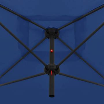 Double Parasol with Steel Pole - Azure Blue 250x250 cm