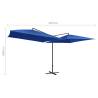 Double Parasol with Steel Pole - Azure Blue 250x250 cm