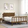 Honey Brown King Size Bed Frame with Headboard - Solid Wood