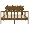 Honey Brown King Size Bed Frame with Headboard - Solid Wood