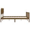 Honey Brown King Size Bed Frame with Headboard - Solid Wood