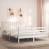 Bed Frame with Headboard White 160x200 cm Solid Wood Colour white Size 160 x 200 cm 