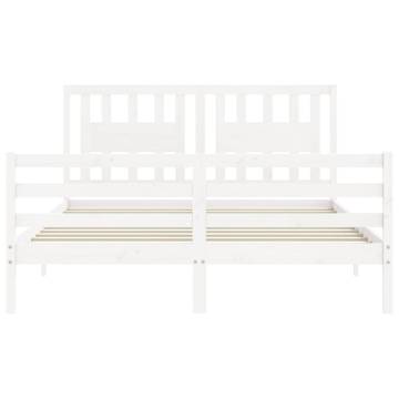 White Bed Frame with Headboard 160x200 cm | Solid Wood