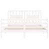 White Bed Frame with Headboard 160x200 cm | Solid Wood