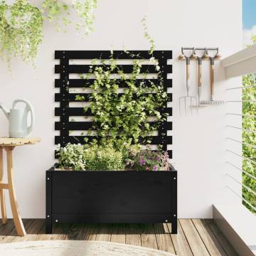 Garden Planter with Rack - Solid Pine Wood, Black 79x39.5x114 cm