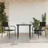 3 Piece Garden Dining Set Black Poly Rattan and Steel Size 80 cm table length Number of 2 