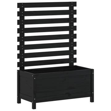 Garden Planter with Rack - Solid Pine Wood, Black 79x39.5x114 cm