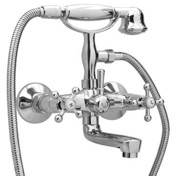 Retro Chrome 2-Handle Bathtub Faucet & Hand Shower Diverter