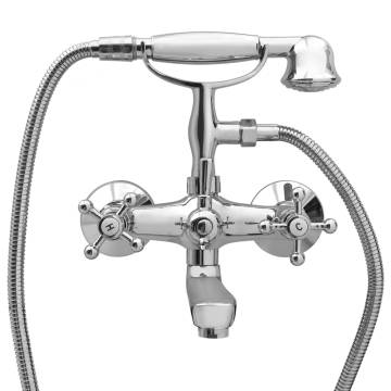 Retro Chrome 2-Handle Bathtub Faucet & Hand Shower Diverter