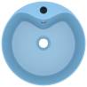 Luxury Light Blue Ceramic Wash Basin with Overflow | 36x13 cm