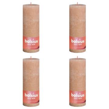 Bolsius Rustic Pillar Candles Shine - Misty Pink 4 pcs