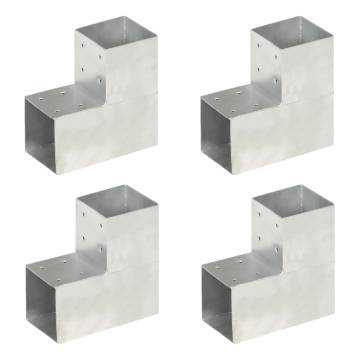 Post Connectors 4 pcs L Shape Galvanised Metal | HipoMarket