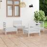 4 Piece Garden Lounge Set White Solid Pinewood Colour white Number of 1 