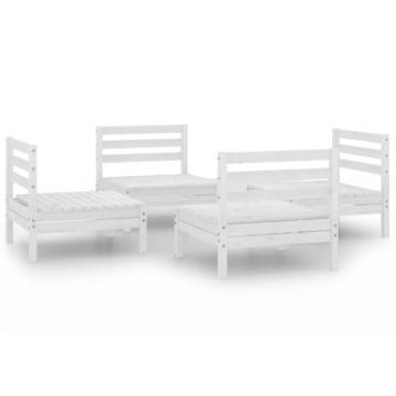 4 Piece White Garden Lounge Set - Solid Pinewood Comfort