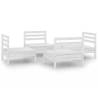 4 Piece White Garden Lounge Set - Solid Pinewood Comfort