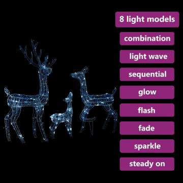 Acrylic Reindeer Family Christmas Decoration - 300 LED Lights