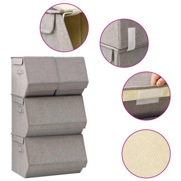 Stackable Storage Box Set of 4 - Grey Fabric Storage Solutions