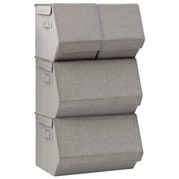 Stackable Storage Box Set of 4 - Grey Fabric Storage Solutions