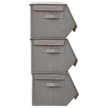 Stackable Storage Box Set of 4 - Grey Fabric Storage Solutions