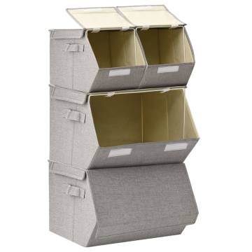 Stackable Storage Box Set of 4 - Grey Fabric Storage Solutions