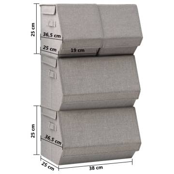 Stackable Storage Box Set of 4 - Grey Fabric Storage Solutions