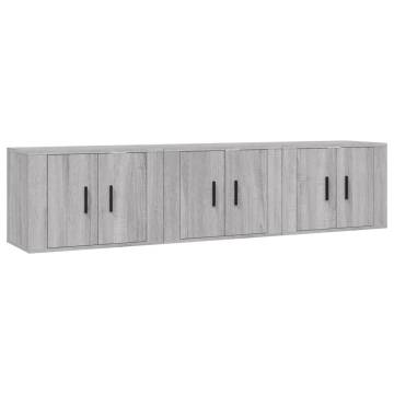 Wall-mounted TV Cabinets Set of 3 in Grey Sonoma - 57x34.5 cm