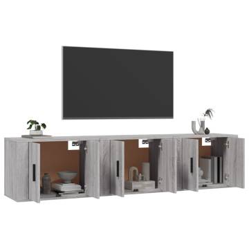 Wall-mounted TV Cabinets Set of 3 in Grey Sonoma - 57x34.5 cm