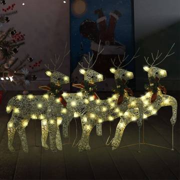 Gold Christmas Reindeers - 4 pcs with 80 LEDs Decoration