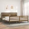 Bed Frame with Headboard Honey Brown 200x200 cm Solid Wood Colour honey brown Size 200 x 200 cm 