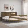 Honey Brown Solid Wood Bed Frame with Headboard - 200x200 cm