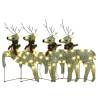 Gold Christmas Reindeers - 4 pcs with 80 LEDs Decoration