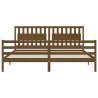 Honey Brown Solid Wood Bed Frame with Headboard - 200x200 cm