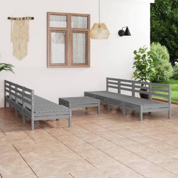 9 Piece Garden Lounge Set - Grey Solid Pinewood | HipoMarket