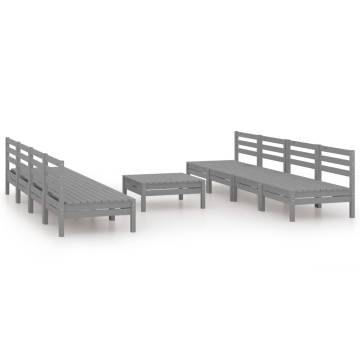 9 Piece Garden Lounge Set - Grey Solid Pinewood | HipoMarket