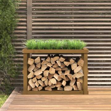 Outdoor Log Holder Honey Brown - Solid Pine Wood 108x52x74 cm