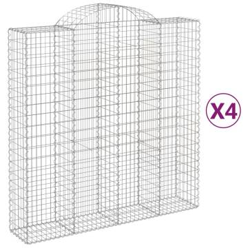 Arched Gabion Baskets - 4 pcs Galvanised Iron | Hipomarket