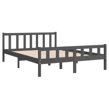 Grey Solid Wood Bed Frame 150x200 cm King Size - HipoMarket