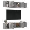 6 Piece Grey Sonoma TV Cabinet Set - Stylish & Functional