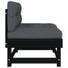 Middle Sofa with Cushions - Black Solid Wood Pine | HipoMarket