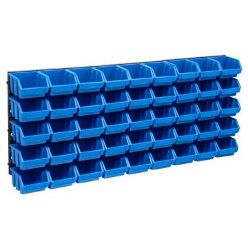 48 Piece Storage Bin Kit with Wall Panels - Blue & Black