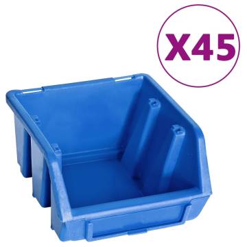 48 Piece Storage Bin Kit with Wall Panels - Blue & Black