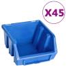 48 Piece Storage Bin Kit with Wall Panels - Blue & Black