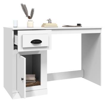 Elegant White Desk with Drawer - 115x50 cm | Hipo Market