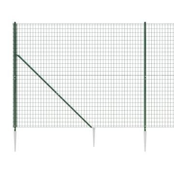 Wire Mesh Fence with Spike Anchors Green 1.4x25 m