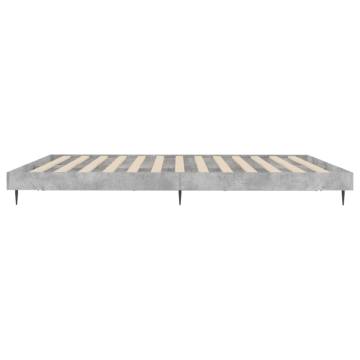 Concrete Grey Bed Frame 200x200 cm - Durable Engineered Wood