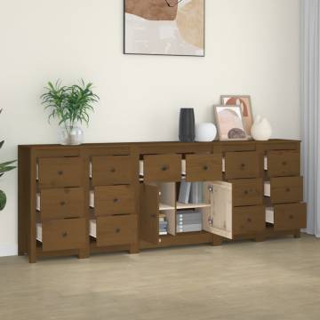 Stylish Honey Brown Sideboard | Solid Pine Wood | 230x35x80 cm