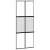 Sliding Door Black 90x205 cm with Tempered Glass & Aluminium