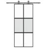 Sliding Door Black 90x205 cm with Tempered Glass & Aluminium