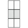 Sliding Door Black 90x205 cm with Tempered Glass & Aluminium